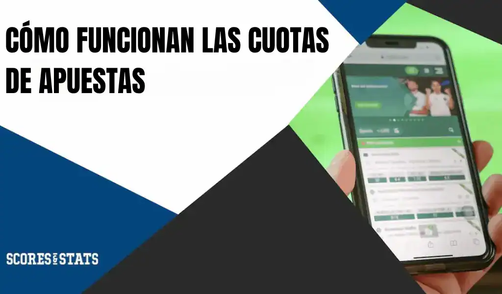Mano sosteniendo un celular con sitio de apuestas deportivas, ilustrando cómo funcionan las cuotas