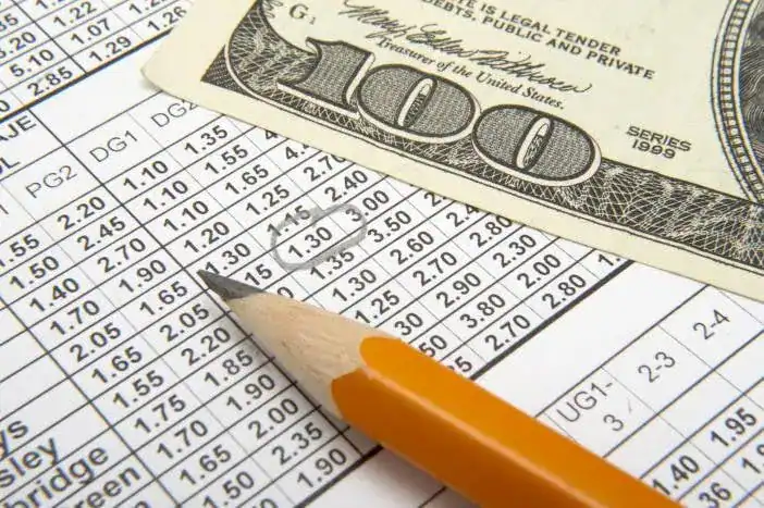 100$ bill with probabilities and a pencil