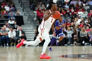 Southern California Trojans sprints with the ball during a fast break.