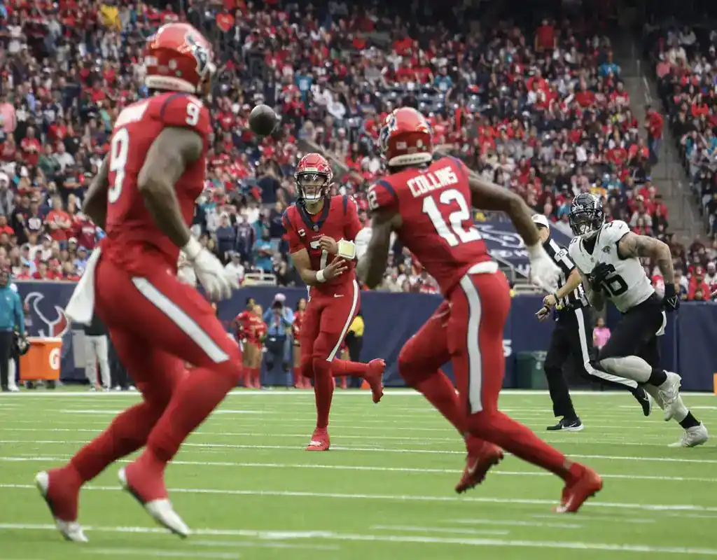 Houston Texans quarterback throws a pass during a game against the New York Jets on December 10, 2023
