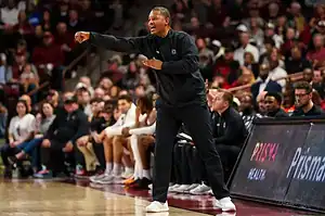 Basketball coach giving instructions