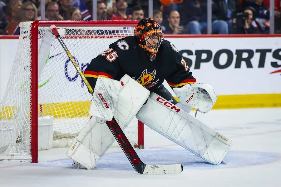 NHL 4 calgary flames nhl goalkeeper standing guard