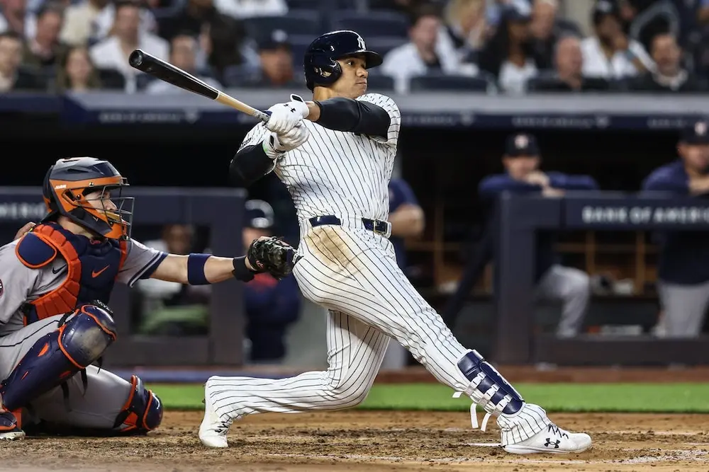 yankees batter striking the ball