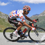 Cyclist wearing the polka dot jersey