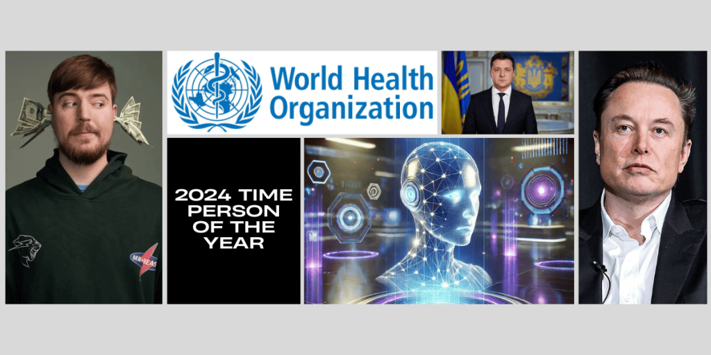 Collage of contenders of the 2024 time person of the year
