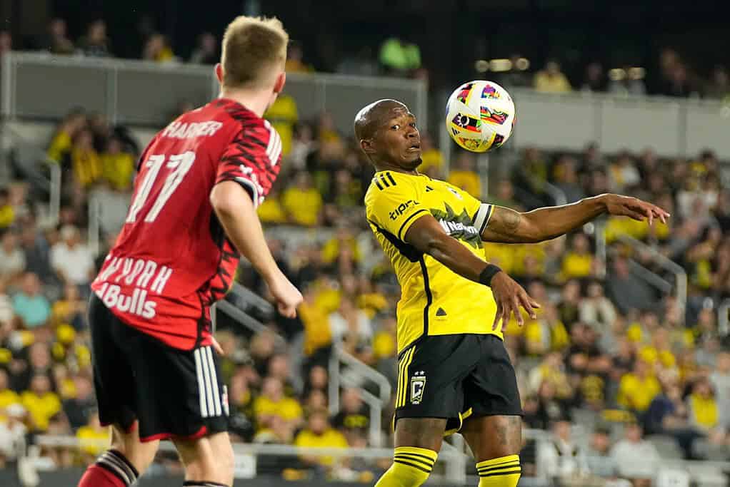 Columbus Player Controlling the ball
