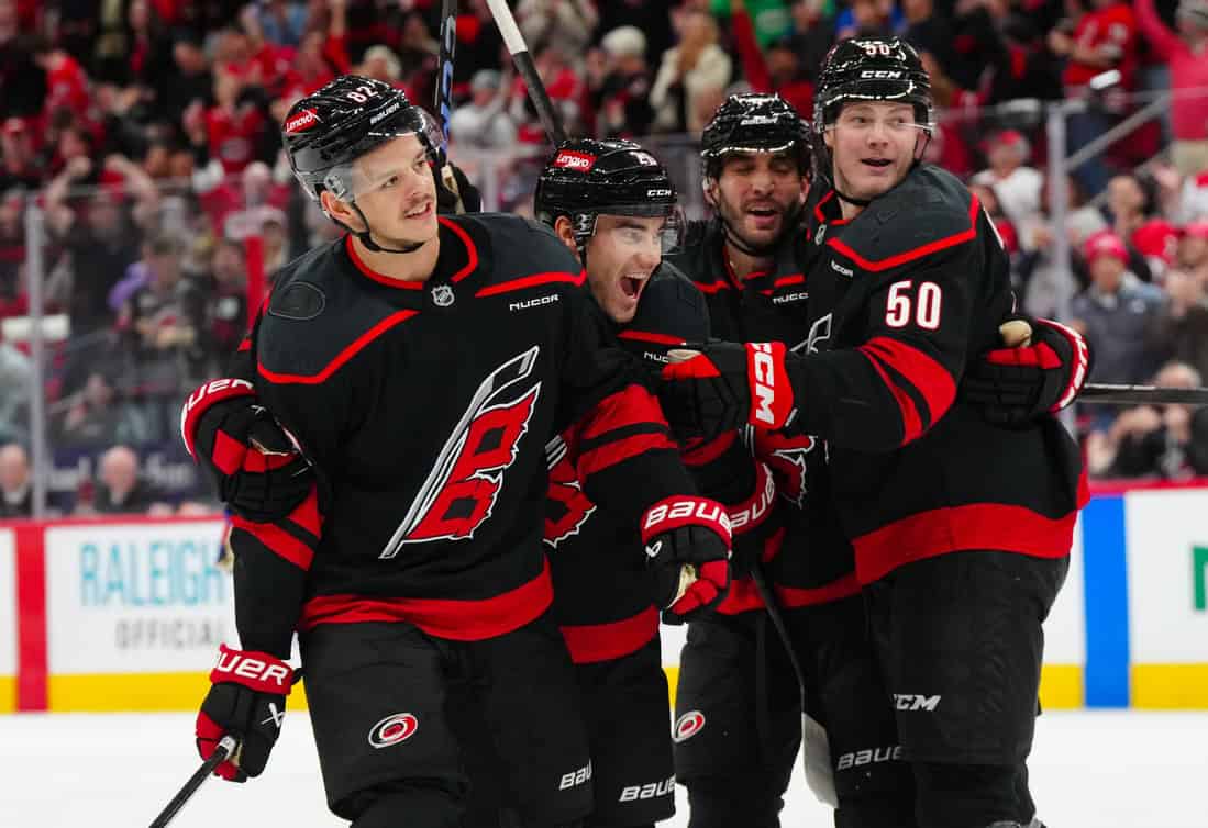 NHL 10 Hurricane players celebrating