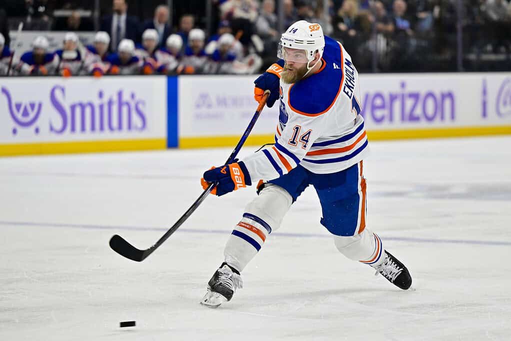 Oilers player dribbling