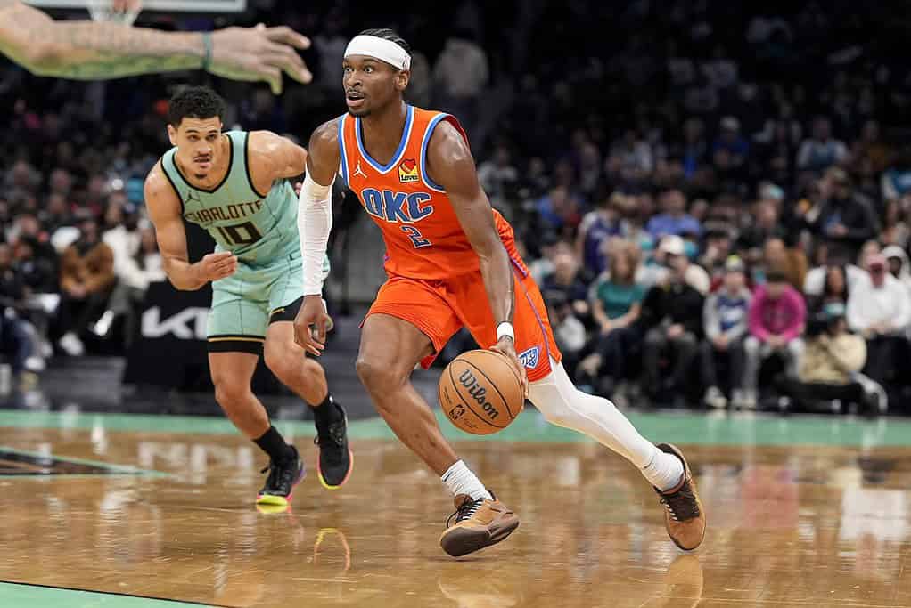 OKC player dribbling