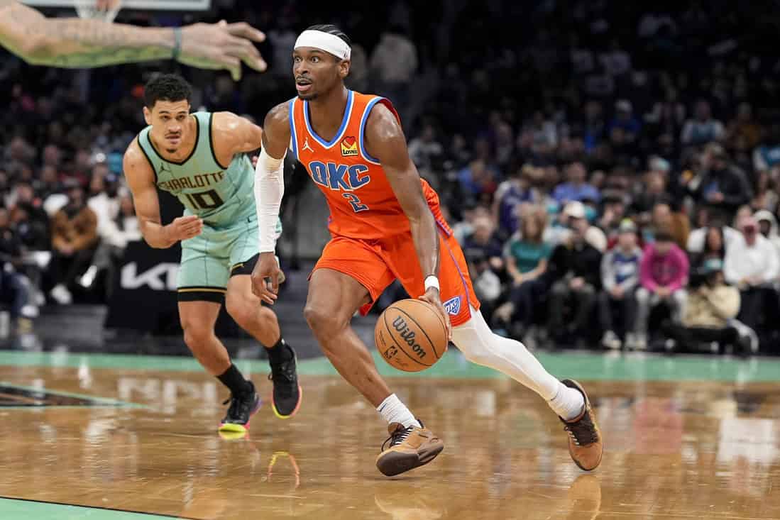 4 OKC player dribbling