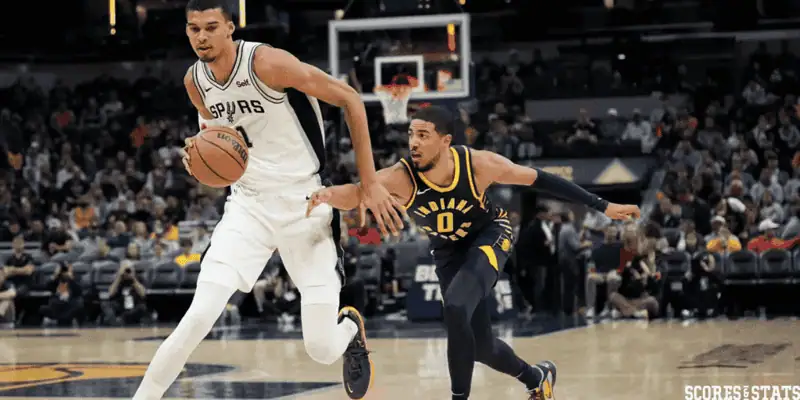 San Antonio Spurs vs La Clippers Picks and Predictions December 31st 2024 4 Victor Wembanyama Drives Past Indiana Defense in NBA Matchup