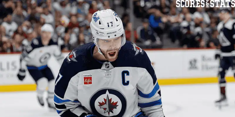 Colorado Avalanche vs Winnipeg Jets Picks and Predictions December 31st 2024 2 Winnipeg Jets player wearing the captain "C" patch and jersey number 17 celebrates during a hockey game