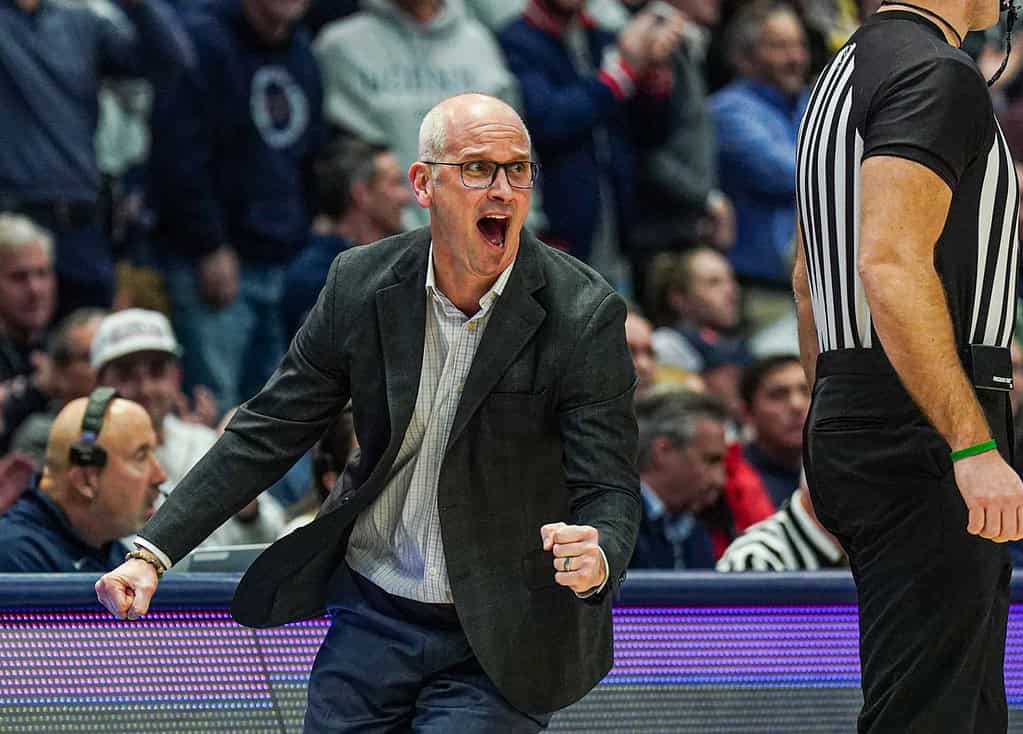 Coach celebrating