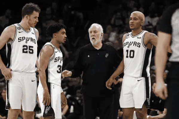 San Antonio Spurs vs Memphis Grizzlies Picks and Predictions January 17th 2025 2 San Antonio Spurs head coach Gregg Popovich gives instructions to players during a timeout on the basketball court.