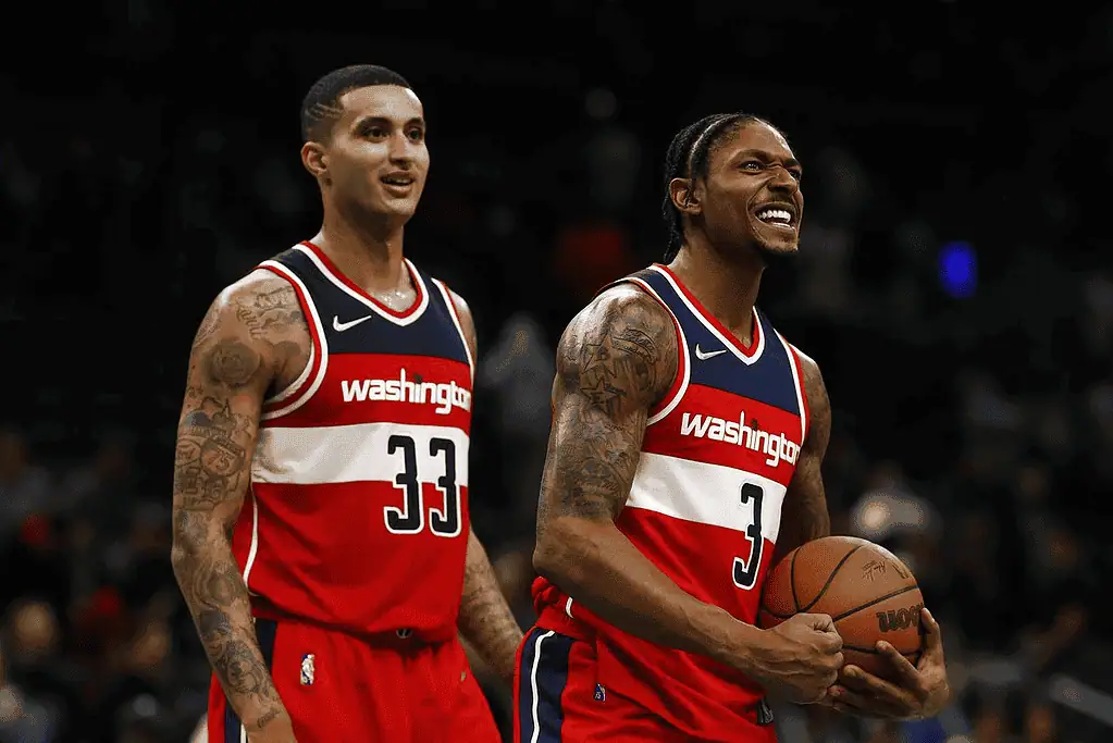  Washington Wizards players smiling during NBA game