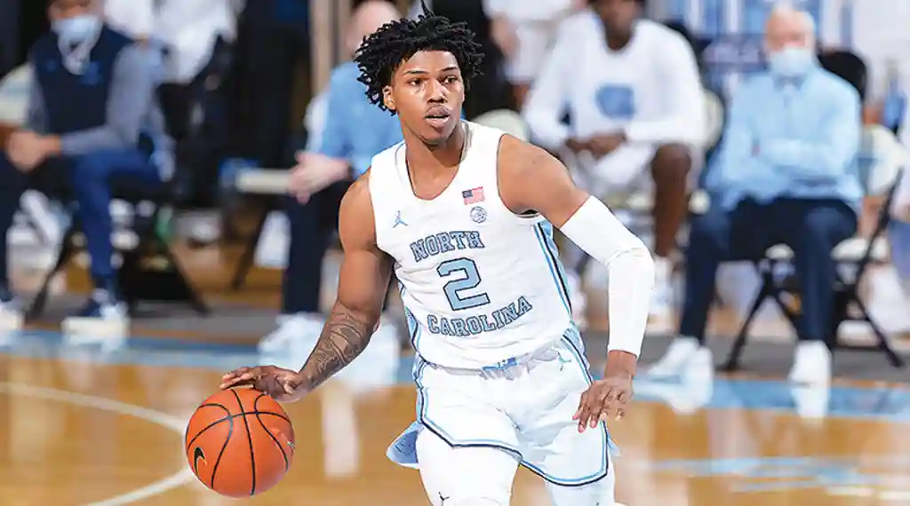 Florida State Seminoles vs North Carolina Tar Heels Picks and Predictions February 24th 2025 2 North Carolina basketball player dribbling the ball.