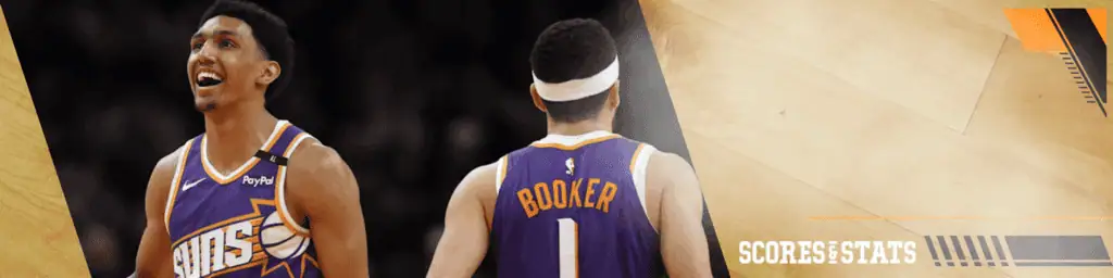 Oklahoma City Thunder vs Phoenix-suns Picks and Predictions February 5th 2025 2 Devin Booker of the Phoenix Suns wearing jersey number 1, possibly viewed by basketbal