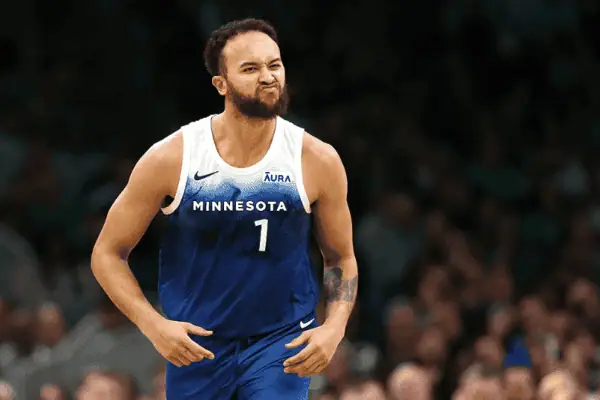  Minnesota Timberwolves player reacts during NBA game