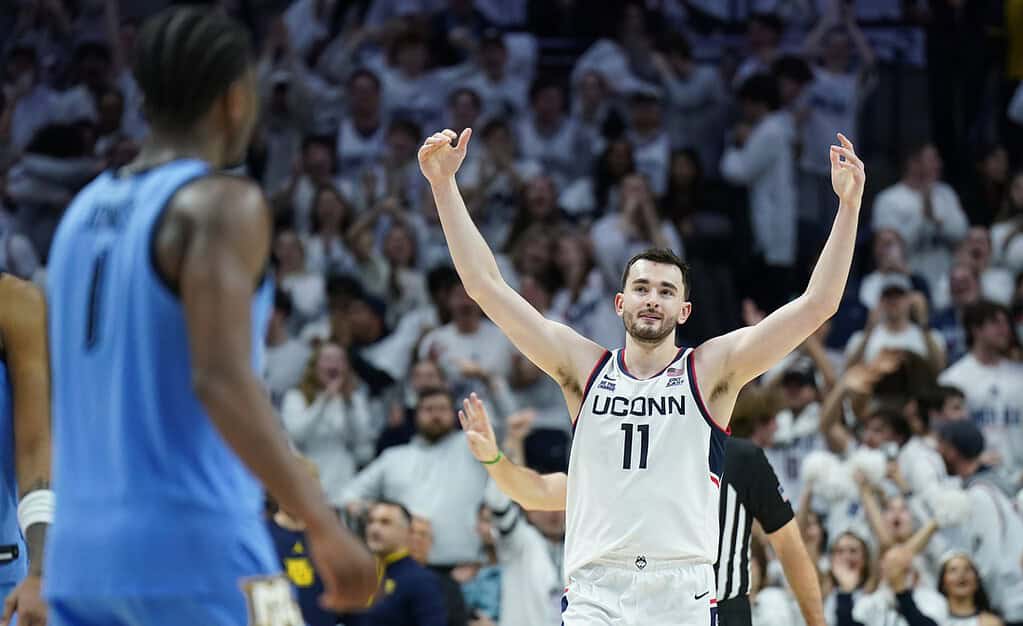 Uconn Player celebrating