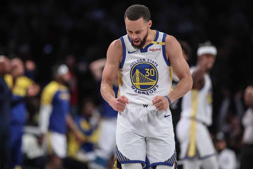 Curry celebrating
