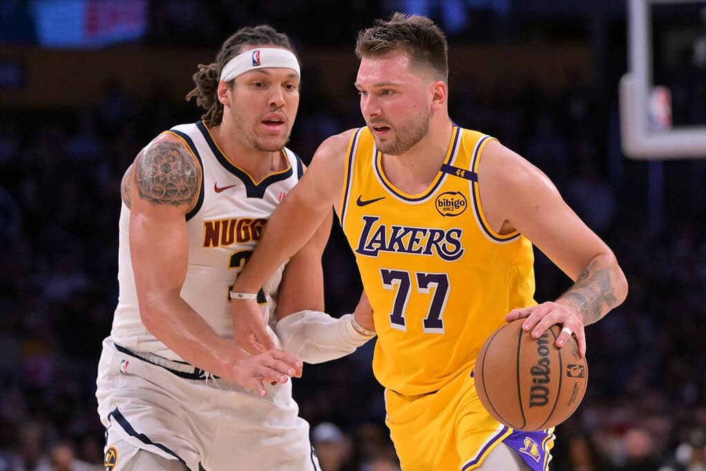 Doncic from lakers dribbling the ball