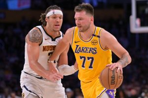 Doncic from lakers dribbling the ball