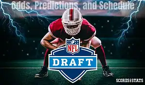 2026 NFL Draft preview image featuring draft-themed football graphics, relevant NFL imagery, and the ScoresAndStats logo.