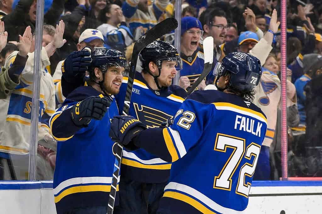 Blues players celebrating