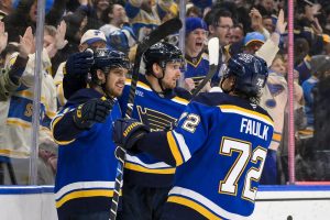 Blues players celebrating