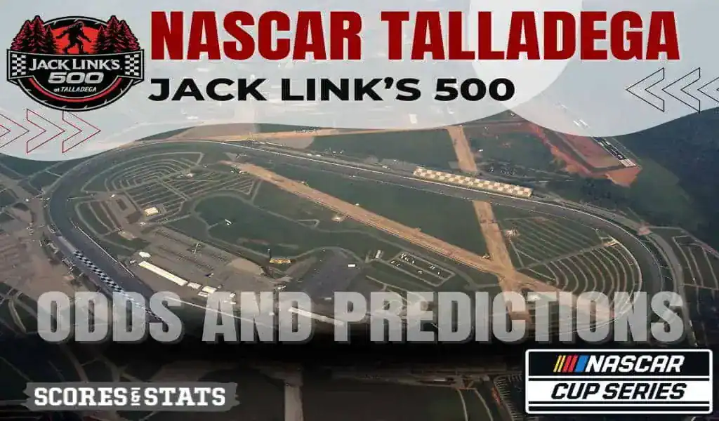 Vista aérea del circuito de Talladega para la carrera NASCAR Jack Link’s 500 de 2025