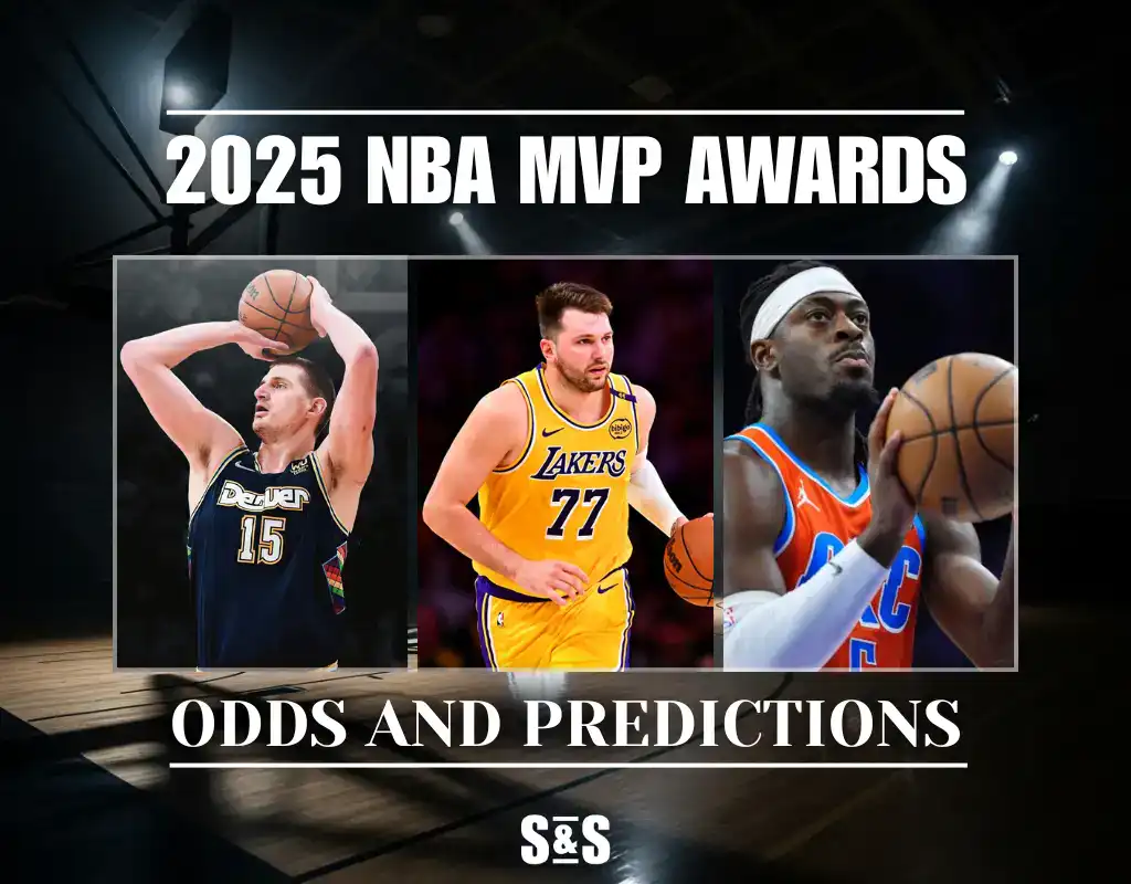 2025 NBA MVP Awards featuring three NBA stars representing top MVP contenders