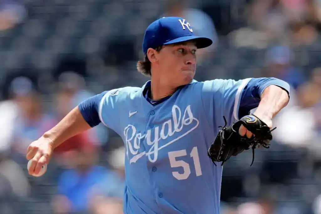 Cincinnati Reds vs Cleveland Guardians Picks and Predictions May 16th 2025 2 A pitcher in a light blue Kansas City Royals jersey winds up to throw a baseball on a sunny day at the stadium.