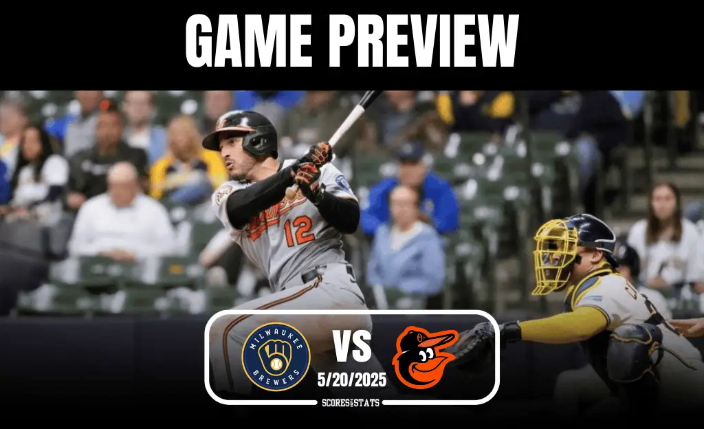 A baseball player in an orange and black uniform swings at a pitch, with a catcher in gear prepared for action in the background.