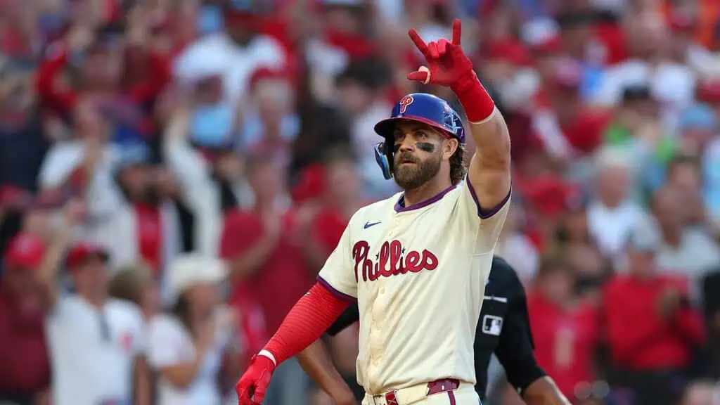 Tampa Bay Rays vs Philadelphia Phillies Picks and Predictions May 6th 2025 2 A Philadelphia Phillies player raises his hand in celebration
