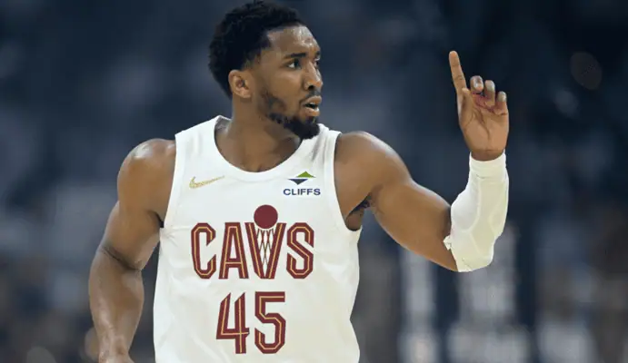 Cleveland-cavaliers vs Indiana Pacers Picks and Predictions May 6th 2025 3 Cleveland Cavaliers player pointing during NBA game