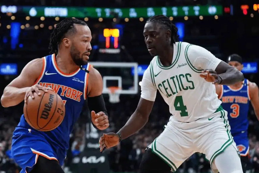 NBA matchup between the Boston Celtics and New York Knicks with expert picks and predictions for May 7th 2025.