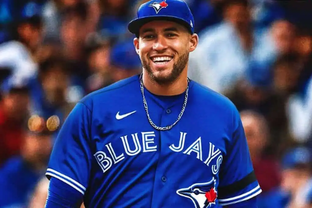 Toronto Blue Jays vs Cleveland Guardians Picks and Predictions May 4th 2025 2 A baseball player in a blue Toronto Blue Jays jersey stands on the field, showcasing team pride and ready for action.