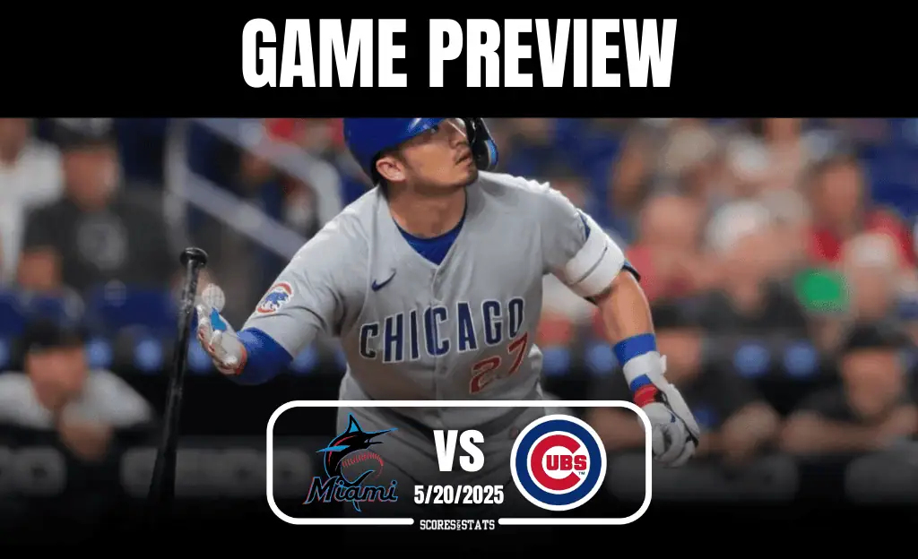 A Chicago Cubs player swings a bat during a game preview matchup against the Miami Marlins, set for May 20, 2025.