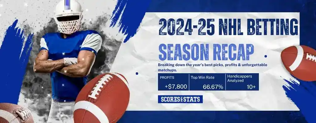 2024-25 NHL betting season recap with profits, top win rate, and top handicappers