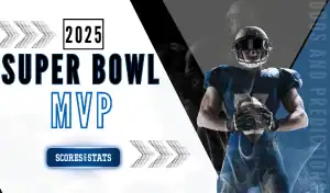 Jugador de fútbol americano posando con un balón para ilustrar al MVP del Super Bowl 2025 y sus probabilidades