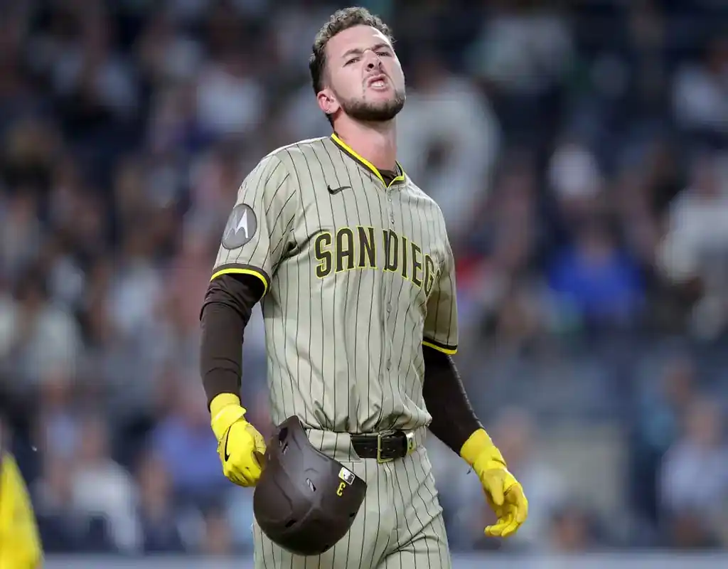 San Diego Padres player shows emotion during the game against Toronto Blue Jays on May 20, 2025