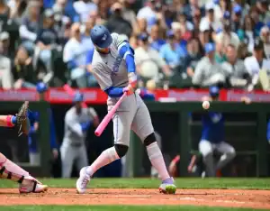 Toronto Blue Jays batter makes contact during May 13, 2025 MLB game vs Tampa Bay Rays
