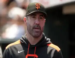 Justin Verlander in San Francisco Giants gear ahead of May 12, 2025 matchup vs Arizona Diamondbacks