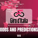 Giro d’Italia odds and predictions graphic with race route map in the background.