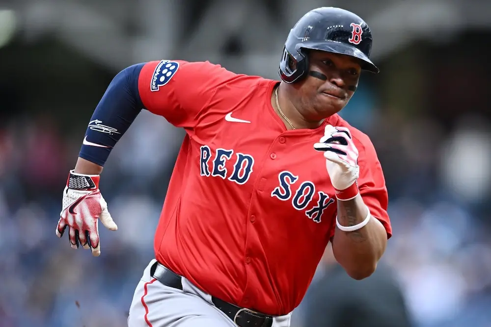 red sox player running