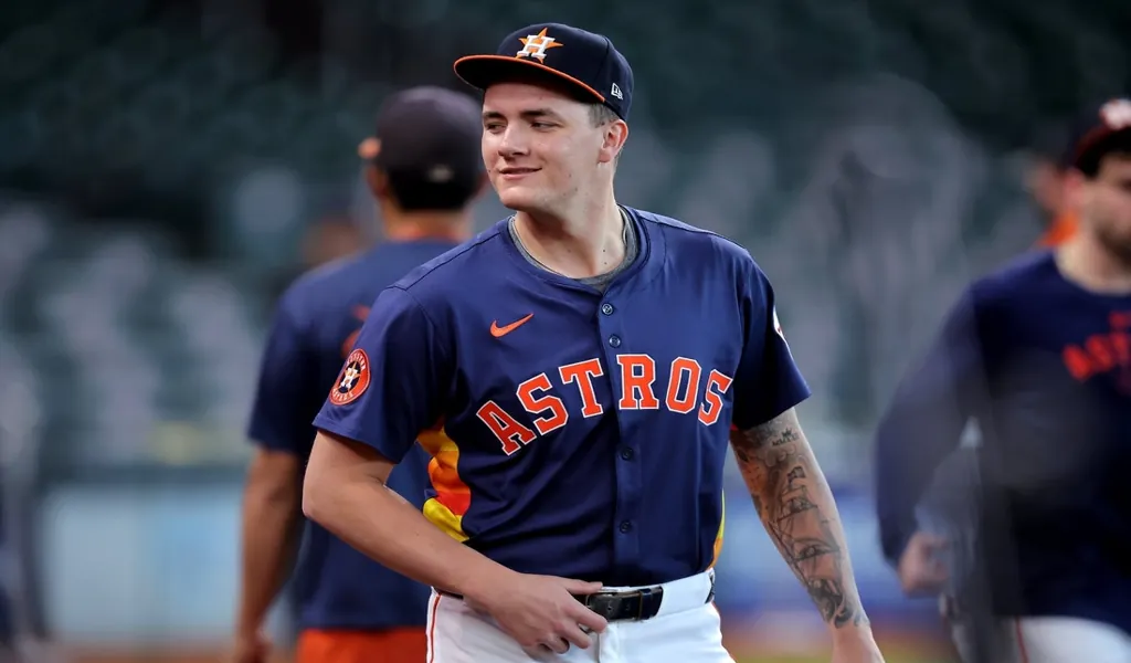 Houston Astros player during warmups ahead of the game vs. Philadelphia Phillies on June 26, 2025