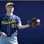Milwaukee Brewers player warms up before game against St. Louis Cardinals, June 12th 2025