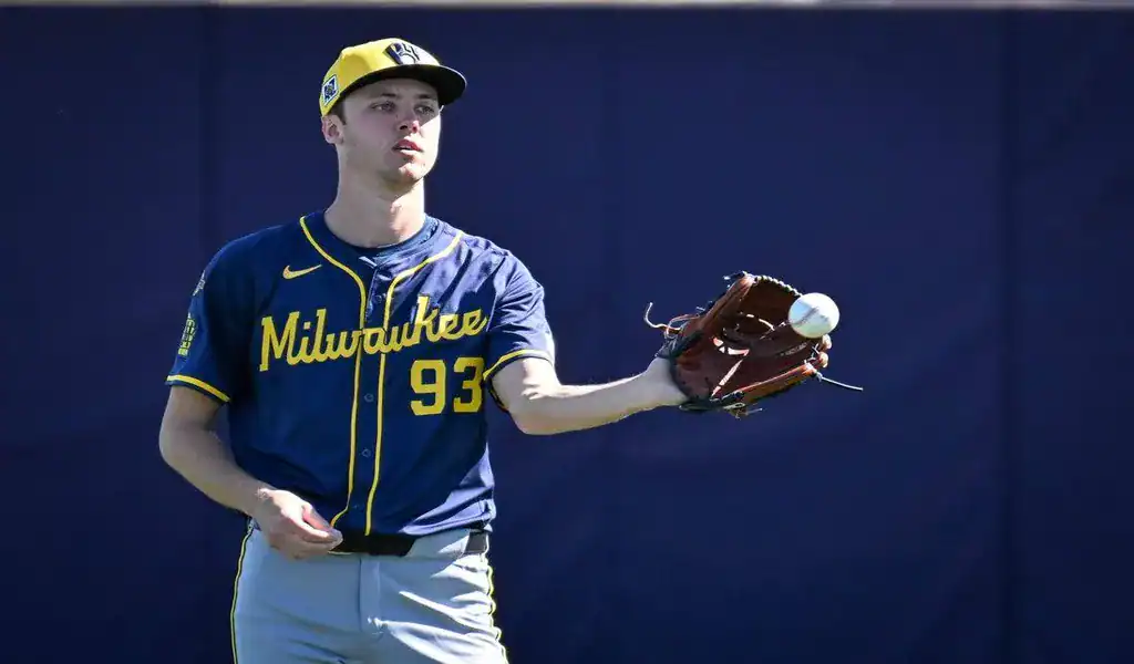 Milwaukee Brewers player warms up before game against St. Louis Cardinals, June 12th 2025