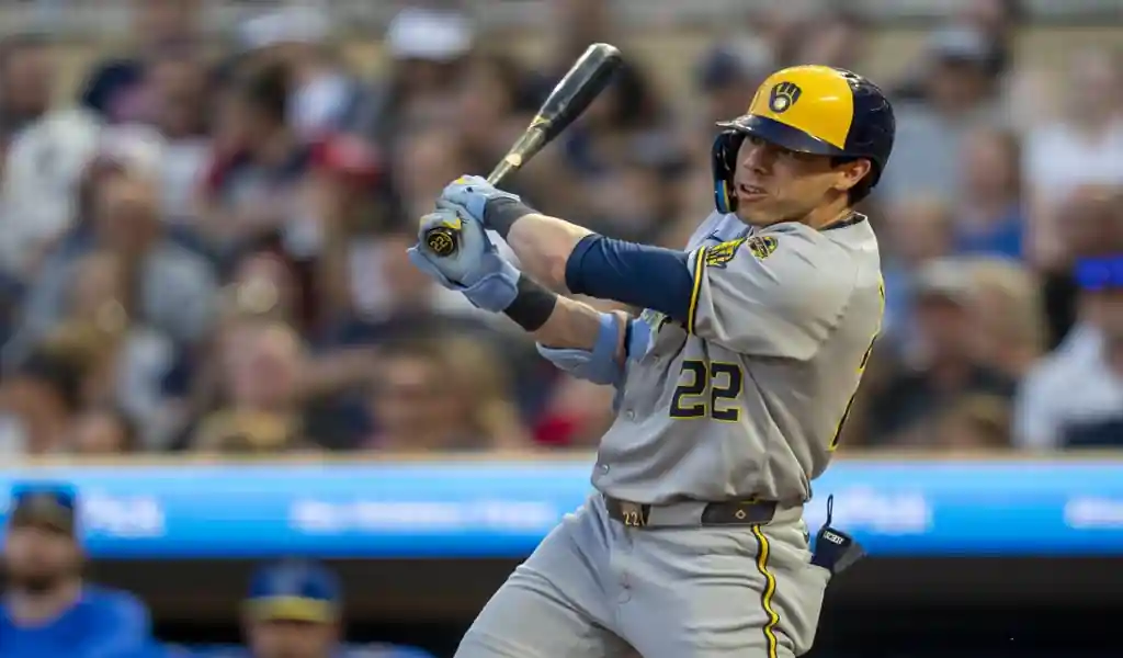 Milwaukee Brewers batter swings during the game against the Colorado Rockies on June 27, 2025