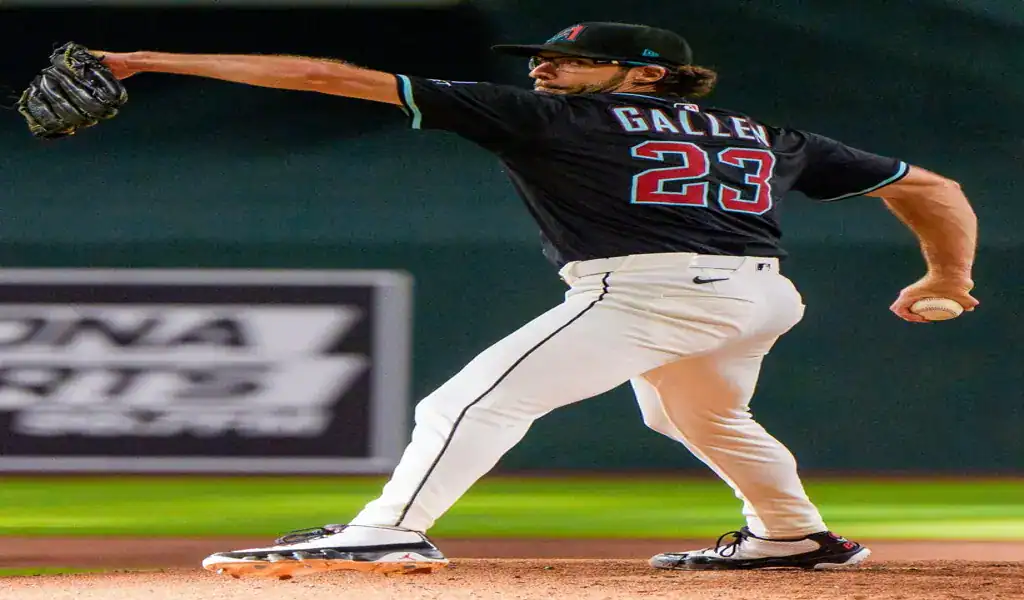 Arizona Diamondbacks pitcher throws a pitch during MLB game against Colorado Rockies on June 20th 2025